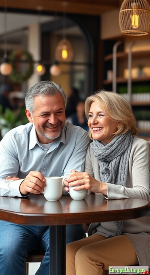 German couple at coffee table